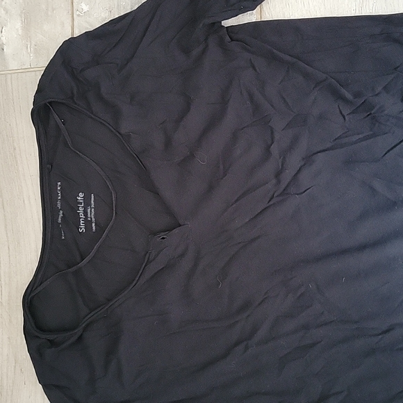 Simple life black long sleeve tee  100%cotton size xsmall - Picture 2 of 3